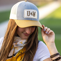 Alexis Drake Trucker Cap with Leather Patch UW Engraved